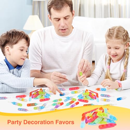 MXTIMWAN Mini Pop Push It Fidget Toy Portachiavi, 40 Pcs Mini Toy Portachiavi, Mini Squeeze Pop Fidget It Giocattoli, Colorato Silicone Spremere Pop Bubble Giocattoli Sensoriali, per Bambini e Adulti - immagine 8