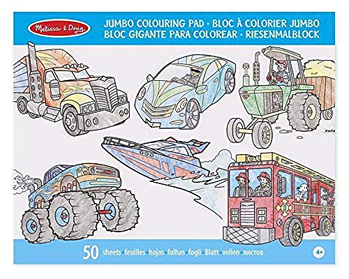 Melissa & Doug - Blocco da colorare per bambini, 50 pagine, fogli grandi 27,94 x 35,56 cm, cavalli, cuori, fiori e altro