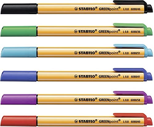 Penna Ecosostenibile con punta in fibra - STABILO GREENpoint - CO2 neutral - Astuccio da 6 - Colori assortiti - immagine 3