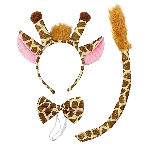 SKHAOVS Set di 3 costumi da giraffa, orecchie da giraffa, coda e papillon,  costume da giraffa per bambini, accessorio per cosplay, per compleanno,  Halloween, feste in maschera – Giochi e Prodotti per