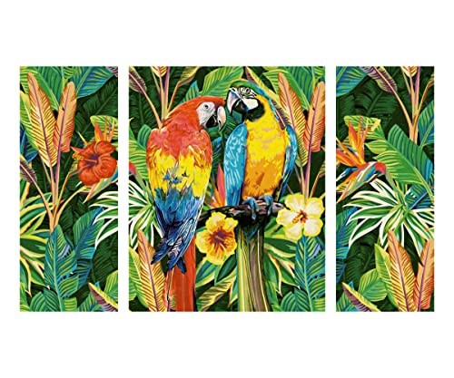 Schipper Numeri, pappagalli nella Foresta pluviale – Immagini da dipingere per Adulti, con Pennello e Colori acrilici, trittico, 50 x 80 cm, Multicolore, 609260853 - immagine 8