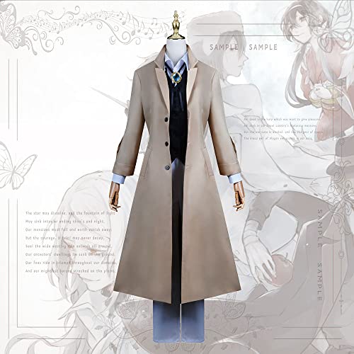 Set costume Dazai Osamu marrone con cappotto lungo - Replica di qualità superiore con taglie precise - immagine 5