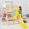Set triangolo da arrampicata LIFEZEAL 8 in 1 per interni, struttura da arrampicata con scivolo in legno, Scala da arrampicata Altalena e Rocce da arrampicata, giochi per bambini da 3 anni - immagine 3