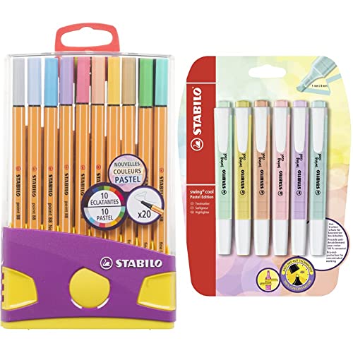 Stabilo – ColorParade astuccio con 20 pennarelli a punta – Colori assortiti di cui 10 tonalità pastello