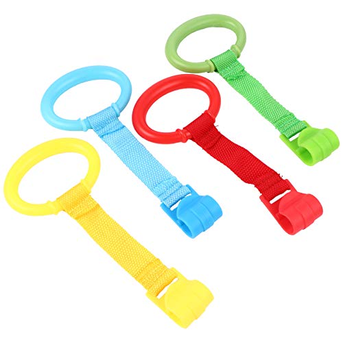 TOYANDONA 4 anelli per culla, anelli da appendere per lettino, per bambini, per appendere la culla, per bambini, per imparare a stare in piedi, per il box e i passeggini (colore assortito)