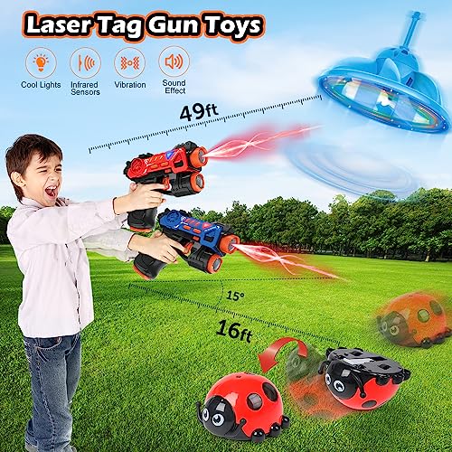 VATOS 4 IN 1 Laser Tag Guns Set, Mini Laser Guns a infrarossi per bambini con Drone Volante e Coccinella, Multiplayer LaserTag Indoor Outdoor Game per Ragazzi Ragazze Adulti - immagine 3