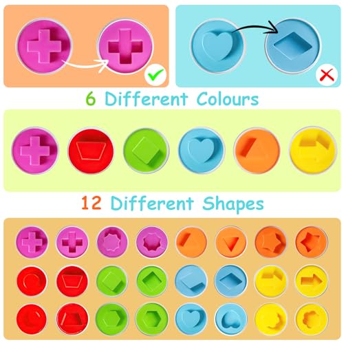 12PCS Uova Abbinate Colore e Forma Riconoscimento Uova Giocattoli Uova Montessori Giocattolo per Bambini Puzzle di Corrispondenza Uovo Giocattolo Educativo per Bambini Regalo Corrispondenza Uovo Set - immagine 3