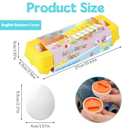 12PCS Uova Abbinate Colore e Forma Riconoscimento Uova Giocattoli Uova Montessori Giocattolo per Bambini Puzzle di Corrispondenza Uovo Giocattolo Educativo per Bambini Regalo Corrispondenza Uovo Set - immagine 4