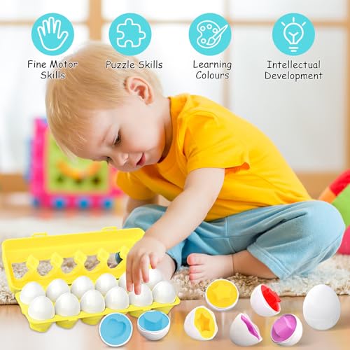 12PCS Uova Abbinate Colore e Forma Riconoscimento Uova Giocattoli Uova Montessori Giocattolo per Bambini Puzzle di Corrispondenza Uovo Giocattolo Educativo per Bambini Regalo Corrispondenza Uovo Set - immagine 5