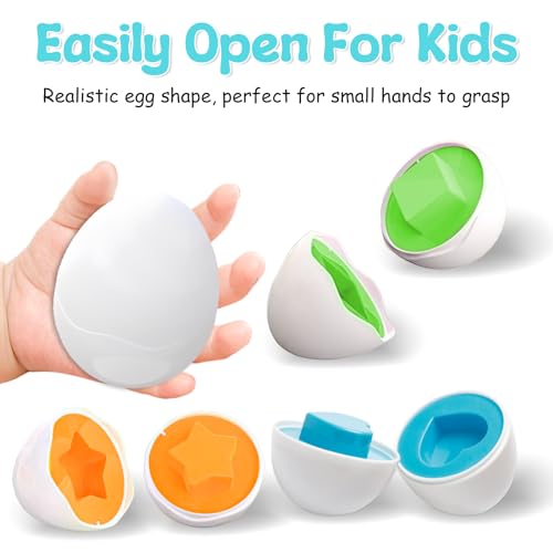 12PCS Uova Abbinate Colore e Forma Riconoscimento Uova Giocattoli Uova Montessori Giocattolo per Bambini Puzzle di Corrispondenza Uovo Giocattolo Educativo per Bambini Regalo Corrispondenza Uovo Set - immagine 6