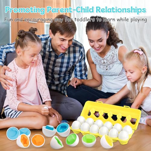 12PCS Uova Abbinate Colore e Forma Riconoscimento Uova Giocattoli Uova Montessori Giocattolo per Bambini Puzzle di Corrispondenza Uovo Giocattolo Educativo per Bambini Regalo Corrispondenza Uovo Set - immagine 8