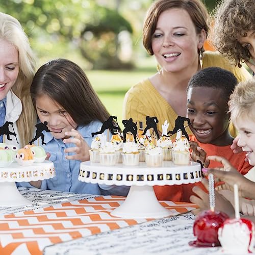 24 Pezzi Topper per Torta Hockey, Topper per Cupcake Hockey Neri Topper Cupcake a Tema Sportivo Bastoncini Torta Compleanno Decorazione per Forniture per Decorazioni di Compleanno per Feste - immagine 8