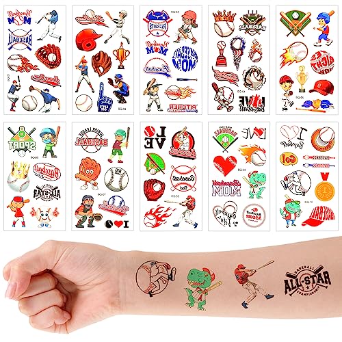 30pz Tatuaggi Temporanei di Baseball, Adesivi per Tatuaggi Sportivi Carini Tatuaggi Sportivi Temporanei per la Decorazione di Compleanno Ragazze Ragazzi Bambini Aula Premi Scolastici Premi
