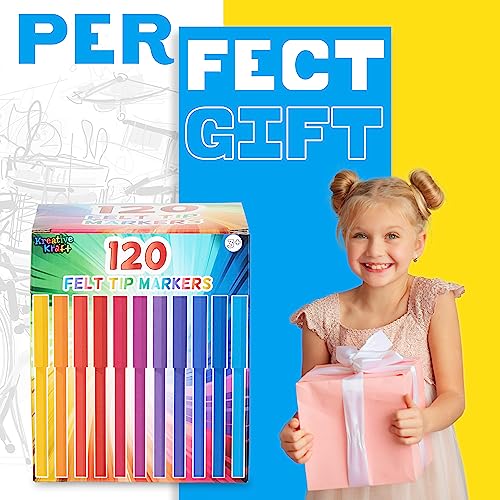 Colori per Bambini - Pennarelli Punta Grossa Box con 120 Colori a Spirito Set Pennarelli di Colori Lavabili Assortiti per Disegnare e Colorare - dai 3 Anni - immagine 4