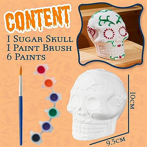 Kit Lavoretti Creativi Per Bambini - Set Pittura Bambini con Figurine di Gesso da Dipingere e Colori Acrilici Lavabili - Gioco Creativo Halloween - Strega Vampiro Zucca da Colorare - immagine 7