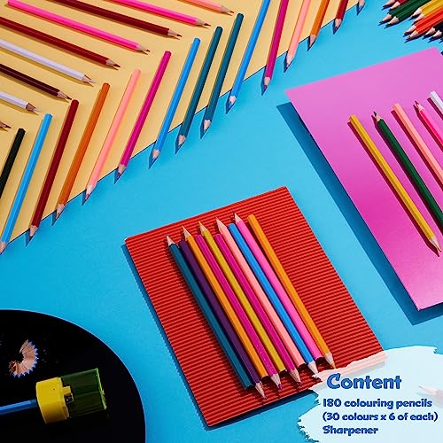 KreativeKraft Matite Colorate - 180 Colori per Bambini con Temperino e Serbatoio, Kit per Disegnare e Colorare, Scatola Pastelli Assortiti - immagine 7