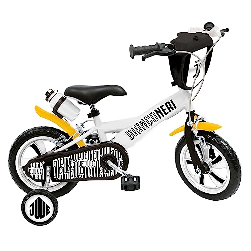 Mondo Toys - Bici Mod. F.C JUVENTUS per bambino / bambina - rotelle e freno anteriore / posteriore - colore bianco / nero