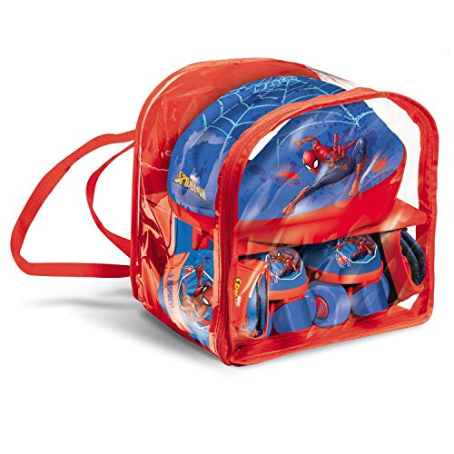 Mondo toys - pattini a rotelle regolabili Spider-Man Marvel per bambini - taglia dal 22 al 29 - set completo di borsa trasparente, gomitiere, ginocchiere e casco - 28629 - immagine 3