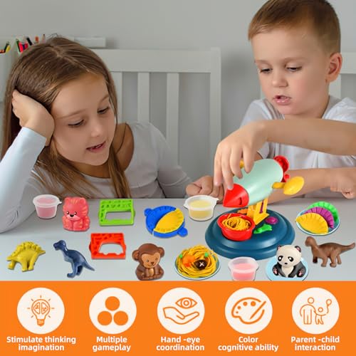 ZZQVIP Formine per Plastilina, 47PCS Argilla da Modellare Include 12 Vasetti Plastilina, Macchina per Tagliatelle, Creativi per Pasta da Modellare per Auto e Animali, Regalo per 2 ai 10 Anni - immagine 6