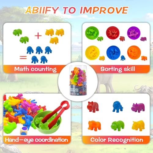 ZZQVIP Giochi Montessori 3 4 5 6 Anni, 36 Pezzi Giocattoli di Classificazione dei Colori degli Animali con Tazze, Clip e Dadi, Abilità Motorie Giocattolo per Bambini Regalo Ragazzo Ragazza 3-5 Anni - immagine 7