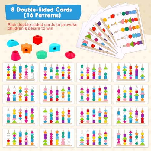 ZZQVIP Montessori Giochi Legno Bambini, 2-in-1 Bambino Forme Colori Geometriche Ordinamento Giocattolo, Impilabili Infilare Toys, Regalo per Ragazzi e Ragazze 3 4 5 6 Anni Educativo - immagine 7
