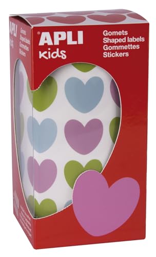 APLI Kids 16796-Rollo gomets corazones 20 x 18 mm colores surtidos