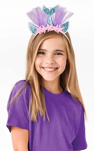 Balinco Costume da sirena, travestimento da sirena, ragazze, donne, bambini, fascia per capelli, cerchietto per capelli, copricapo, accessorio per carnevale, Taglia unica - immagine 3