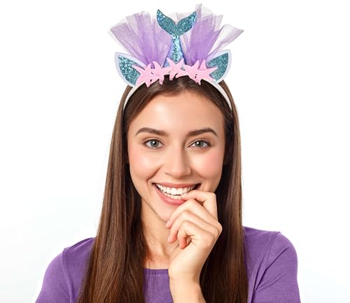 Balinco Costume da sirena, travestimento da sirena, ragazze, donne, bambini, fascia per capelli, cerchietto per capelli, copricapo, accessorio per carnevale, Taglia unica - immagine 4