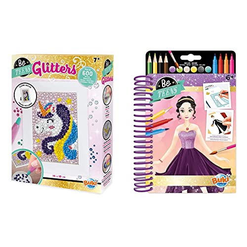 Buki France- Be Teens Glitters-Unicorno Gioco Pittura Diamanti, Colore, DP002 & Blocco Moda Abiti da Sera, CM102 - immagine 2