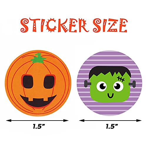 Byhoo Adesivi di Halloween per Bambini, 1000 Pezzi Byhoo Halloween Pumpkin Bat Spider Stickers Roll, 16 Colori e Disegni Vivaci, Busta sigilli Paster per Decorazioni per Feste di Halloween - immagine 5