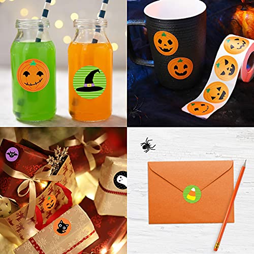 Byhoo Adesivi di Halloween per Bambini, 1000 Pezzi Byhoo Halloween Pumpkin Bat Spider Stickers Roll, 16 Colori e Disegni Vivaci, Busta sigilli Paster per Decorazioni per Feste di Halloween - immagine 7