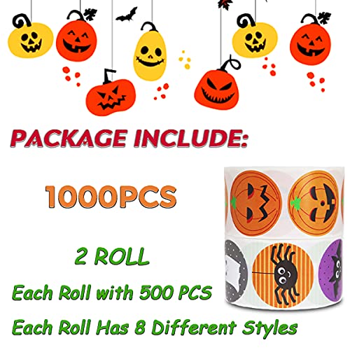 Byhoo Adesivi di Halloween per Bambini, 1000 Pezzi Byhoo Halloween Pumpkin Bat Spider Stickers Roll, 16 Colori e Disegni Vivaci, Busta sigilli Paster per Decorazioni per Feste di Halloween - immagine 8