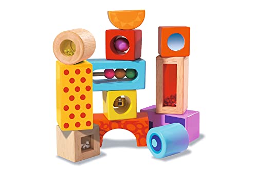 Eichhorn – Blocchi musicali – 12 blocchi in legno colorati che fanno rumore, per bambini e bambini dai 12 mesi in su, giocattoli in legno