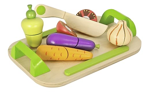 Eichhorn 100003722 - Tagliere con verdure, 26 x 16,5 cm, 12 pezzi, per verdure in legno con attacco in velcro, legno di quercia, legno di betulla - immagine 3