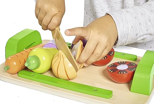 Eichhorn 100003722 - Tagliere con verdure, 26 x 16,5 cm, 12 pezzi, per verdure in legno con attacco in velcro, legno di quercia, legno di betulla - immagine 5