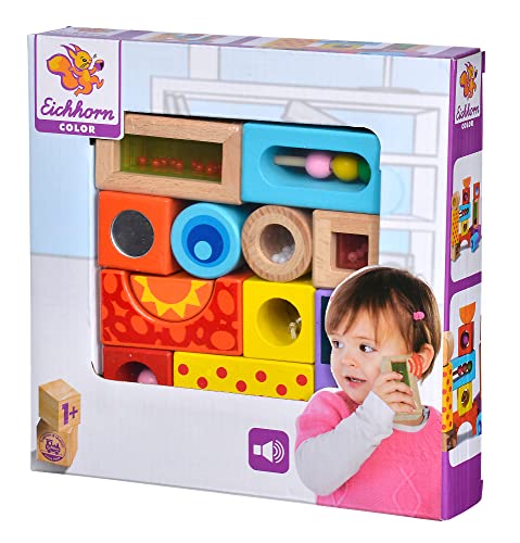 Eichhorn - 12 mattoncini in legno colorati che fanno rumore, per bambini e bambini dai 12 mesi in su, giocattolo in legno - immagine 8
