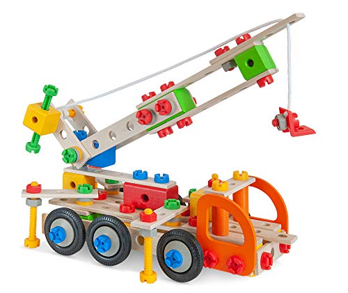 Eichhorn- 4 Varianti di Modello: Fur, Jeep, Camion e rimorchi, 170 Pezzi, FSC 100%, Legno di faggio, plastica, BSK, 6J+ Made in Germany, Multicolore, 100039094 - immagine 4