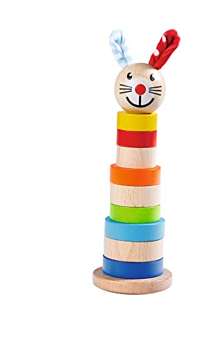 Eichhorn- EH Baby-Torre impilabile a Forma di Coniglio, Multicolore, 100017054 - immagine 3