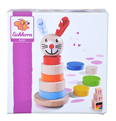 Eichhorn- EH Baby-Torre impilabile a Forma di Coniglio, Multicolore, 100017054