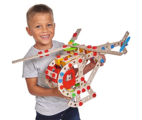 Eichhorn- EH, Hubschrauber Constructor-Elicottero in Legno Versatile, 225 Pezzi, 5 Diverse Costruzioni, Multicolore, 100039098 - immagine 3
