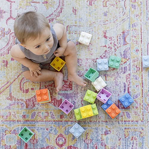 Infantino Costruzioni Morbide Per Bambini, Mattoncini Colorati E Morbidi Facili Da Afferrare Per Neonati E Bambini Senza BPA, Set Da 25 Pezzi - immagine 4