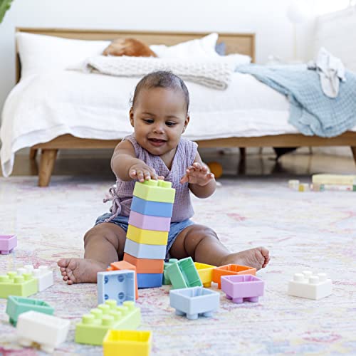Infantino Costruzioni Morbide Per Bambini, Mattoncini Colorati E Morbidi Facili Da Afferrare Per Neonati E Bambini Senza BPA, Set Da 25 Pezzi - immagine 5