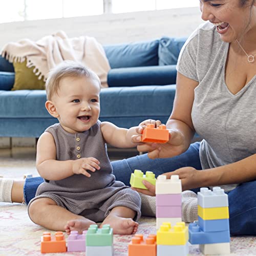 Infantino Costruzioni Morbide Per Bambini, Mattoncini Colorati E Morbidi Facili Da Afferrare Per Neonati E Bambini Senza BPA, Set Da 25 Pezzi - immagine 7