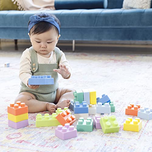 Infantino Costruzioni Morbide Per Bambini, Mattoncini Colorati E Morbidi Facili Da Afferrare Per Neonati E Bambini Senza BPA, Set Da 25 Pezzi - immagine 8