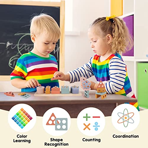 Joozmui Puzzle in Legno Montessori 1 2 3 Anni, attività in Legno Colorato e Giochi per Lo Sviluppo, Giocattoli Montessori per Bambini di 1 Anno - immagine 8
