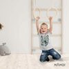 MAMOI® Altalena trapezoidale, anelli da ginnastica in legno, attrezzi da ginnastica per bambini interni ed esterni, anelli altalena, ginnastica con altalena in legno, anelli da ginnastica e asta - immagine 5
