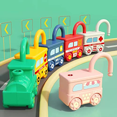 Macchina Giocattolo con Chiave e Serratura, Montessori Giocattolo per Bambini, Treno Montaggio Giochi Bambino Educativi Sensoriali, Motricità Fine Regalo di Natale per Ragazzo Ragazza 2 3 4 Anni - immagine 4