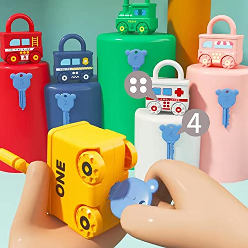 Macchina Giocattolo con Chiave e Serratura, Montessori Giocattolo per Bambini, Treno Montaggio Giochi Bambino Educativi Sensoriali, Motricità Fine Regalo di Natale per Ragazzo Ragazza 2 3 4 Anni - immagine 8