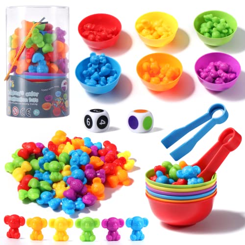 Oderra Giochi, Montessori Educativo, conteggio Combinazione, Dadi e Clip per Imparare a Contare i Colori Abilità Motorie Fine (Koala), Gioco Bambino 2 Anni