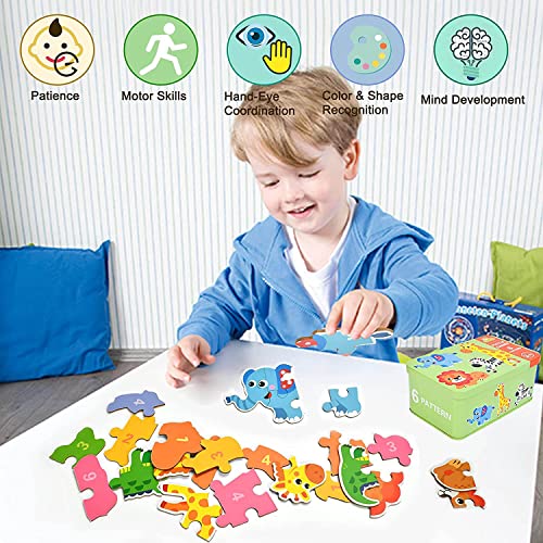 Puzzle di Legno Puzzle Bambini 3 Anni Puzzle Educativi Giocattoli Colorati Montessori per Ragazzo e Ragazza con Scatola di Metallo Regalo (Colorato) - immagine 5